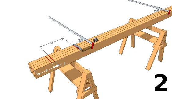 Option 2&nbsp;: créer des repères sur les poutres porteuses
