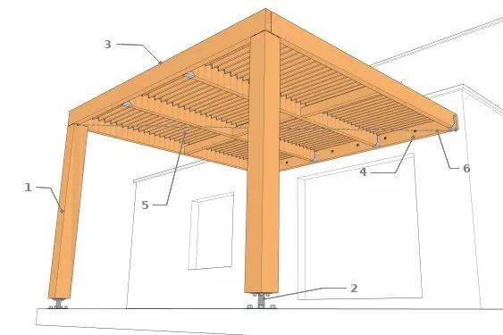 AVANT : Pergola bioclimatique structure entièrement en bois