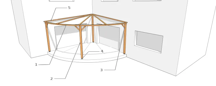 Pergola quart de cercle adossée