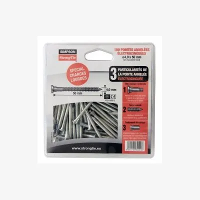 Pointe crantée 4,0x50mm - blister de 100 pcs - Réf. CNA4.0X50/100-R