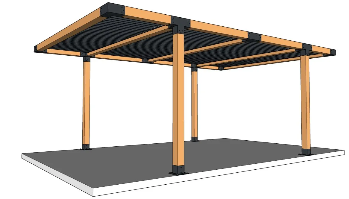 Une pergola bioclimatique en porte-à-faux