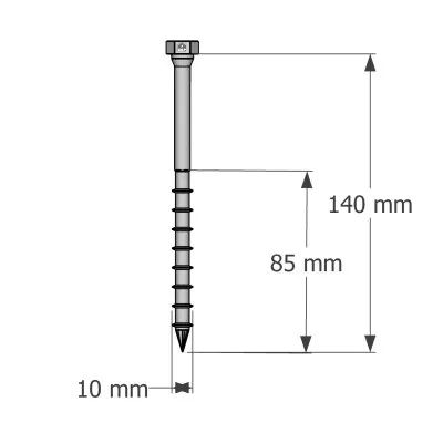 Vis connecteurs acier sur bois, SSH10.0X140 - Réf. 75156