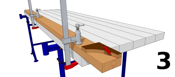 Tracer le profil du gabarit sur le chevron