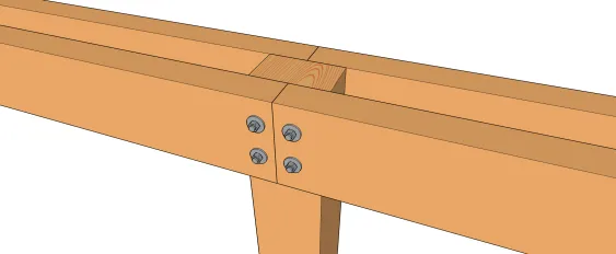 Fixation bout-à-bout des deux pannes