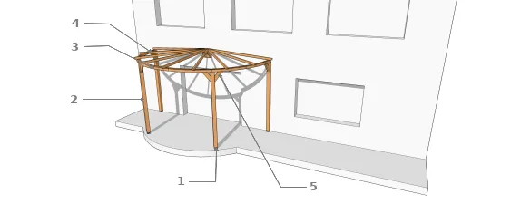 Pergola demi-cercle adossée