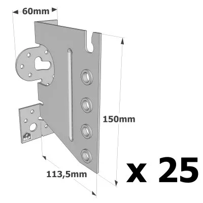 Etrier à âme intérieure à fixer sur le BOIS ou SUPPORT RIGIDE - Réf. CBH150/2.5_25
