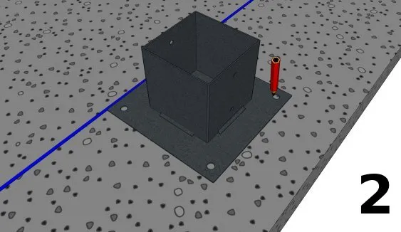 Tracer l’emplacement des trous des supports sur la dalle ou les plots en béton