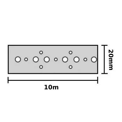 Feuillard perforé - Inox A2 - Largeur : 20mm, épaisseur : 0.8mm, Longueur : 10m - Réf. FPIX20/0.8/10