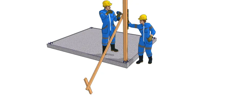 Vue de stabilisation d’un poteau