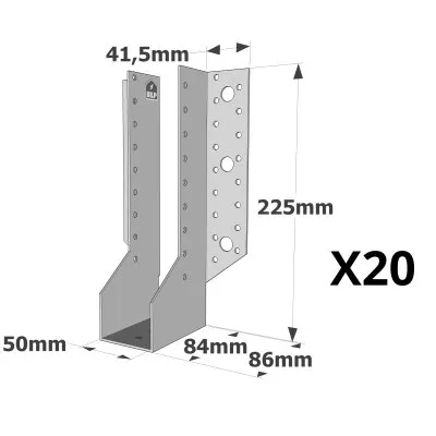 Sabots à ailes extérieures, gamme SAE CLASSIQUE (épaisseur 2mm, profondeur 84mm) - Réf. SAE500/50/2_20