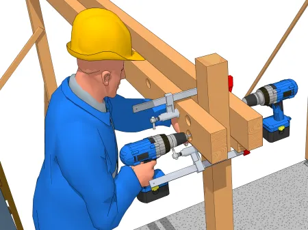 La pose d'une panne sur poteau