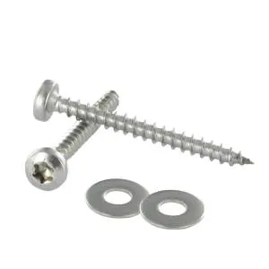 Vis bois et panneaux à tête ronde TORX - D5 x L50 + rondelle en INOX A2 : fixation clips sur un support bois
