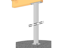 Poteau structurel OSP - D89mm - Platine haute rectangulaire 90x250mm - Embase 150x150mm