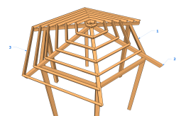 Charpente pour toiture hexagonale