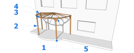 Pergola demi-cercle adossée