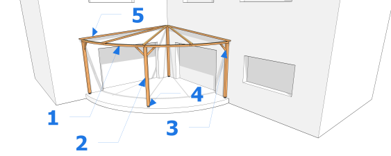 Pergola quart de cercle adossée